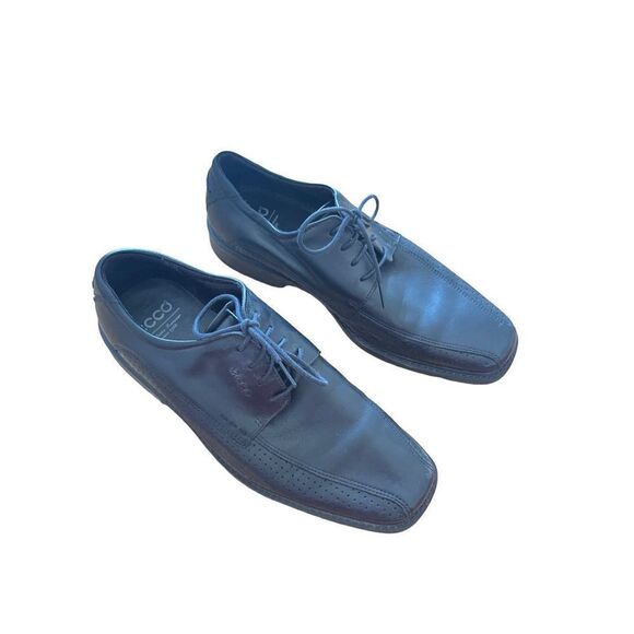 Ecco Mens Black Square Toe Leather Lace Up Oxford Career Dress Shoes Size 42 - Picture 5 of 8
